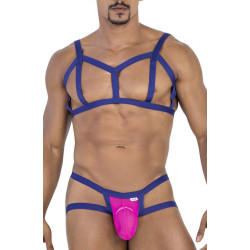 CandyMan Ensemble Thong et harnais Aghai Bleu-Rose